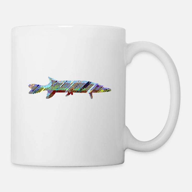 Angeln Hecht abstrakt Kunst Geschenk bunt - Tasse - Weiß