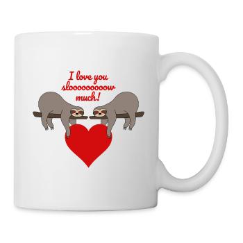 Paroles de la Saint-Valentin paresseux je t'aime beaucoup ralentir - Mug blanc - blanc - Droite