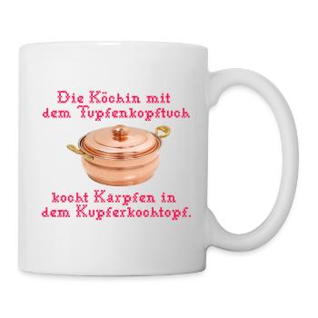 die köchin mit dem tupfenkopftuch rot - Tasse - Weiß - Rechts