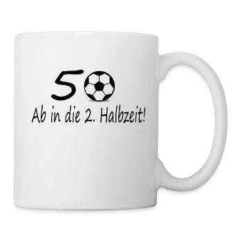 50. Geburtstag Fußball Shirt - Tasse - Weiß - Rechts
