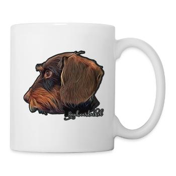 Rauhaardackel mit Schriftzug - Tasse - Weiß - Rechts