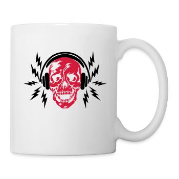 41 Totenkopf Skull Kopfhörer Blitze - Tasse - Weiß - Rechts