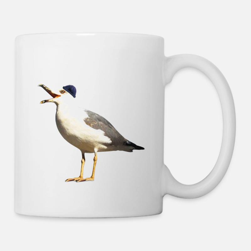 Mouette avec casquette - Mug blanc - blanc