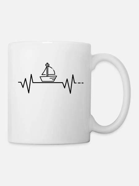 Battement de coeur voile voilier bateau mer bateau voile - Mug blanc - blanc