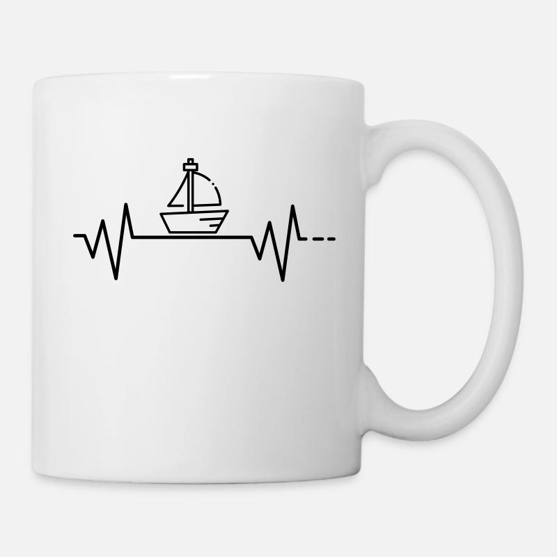 Herzschlag Segeln Segelboot Schiff Meer Boot Segel - Tasse - Weiß