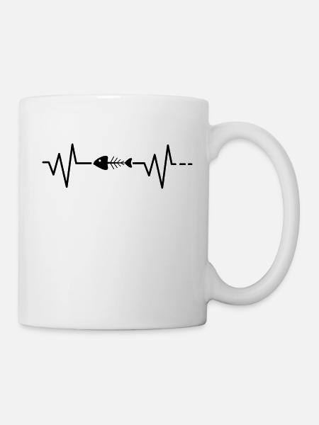 Pêche battement de coeur poisson mort squelette pêcheur mort - Mug blanc - blanc