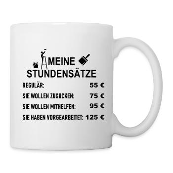 Stundensätze Maler und Verputzer - Tasse - Weiß - Rechts