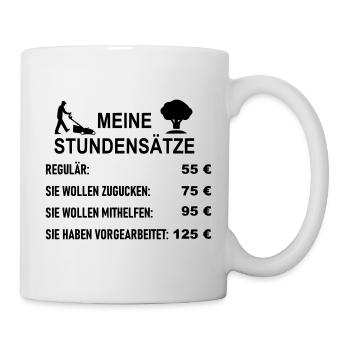 Stundensätze Garten und Landschaftsbauer - Tasse - Weiß - Rechts