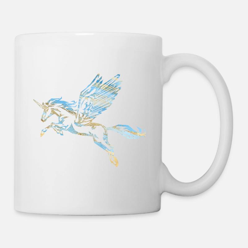 PEGASUS UNICORN - blue gold - Mug - white