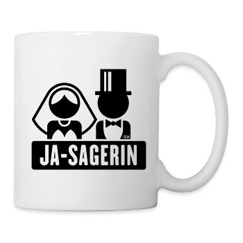 Ja-Sagerin (Braut / Bräutigam / JGA / Polterabend) - Tasse - Weiß - Rechts