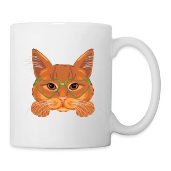 Smart ginger cat in green glasses - Mug - white - Right