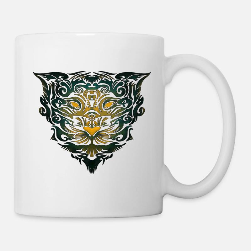 Tiger Head Tribal (colored) - Mug - white