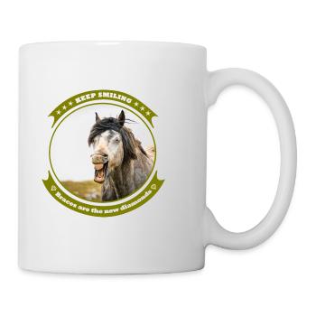 Lachendes Pferd mit Zahnspange - Tasse - Weiß - Rechts