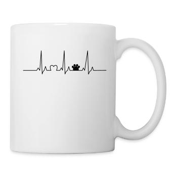 Damen Hund Katze Herzschlag Pfote - Tasse - Weiß - Rechts
