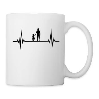 father and daughter pulse heartbeat frequency father va - Mug - white - Right