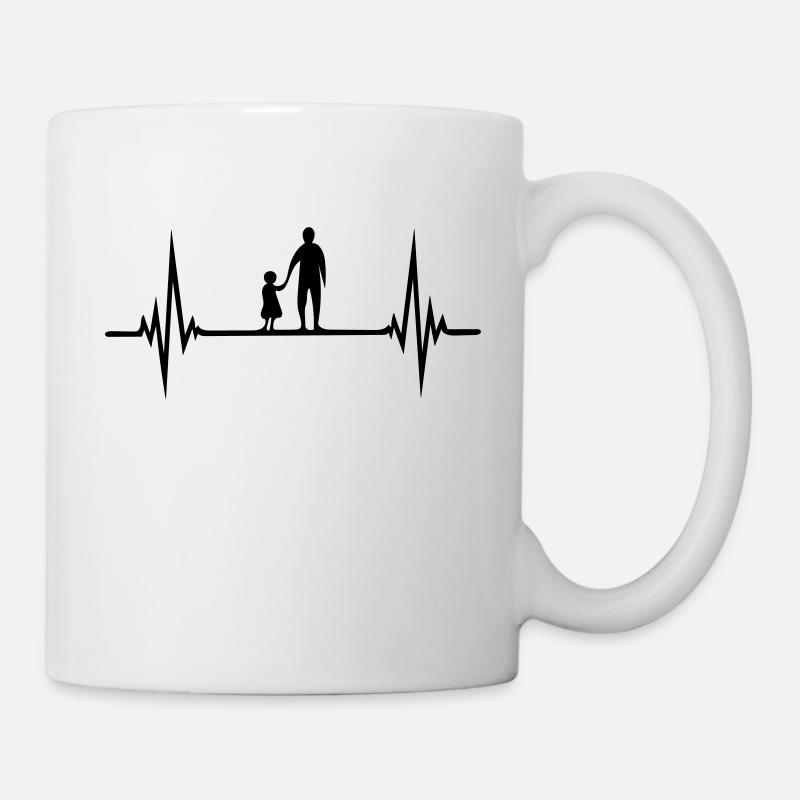 Vater und Tochter Puls Herzschlag Frequenz Vater va - Tasse - Weiß