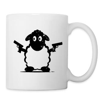 Mouton avec revolver - Mug blanc - blanc - Droite