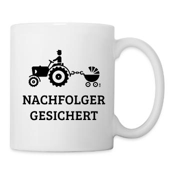 Nachfolger Gesichert (Landwirt Bauer Trecker Papa) - Tasse - Weiß - Rechts