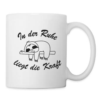 Faultier In der Ruhe liegt die Kraft - Tasse - Weiß - Rechts