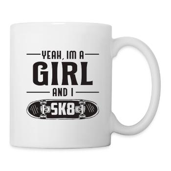 Skater Girl Mädchen Longboard Skaten Geschenk - Tasse - Weiß - Rechts