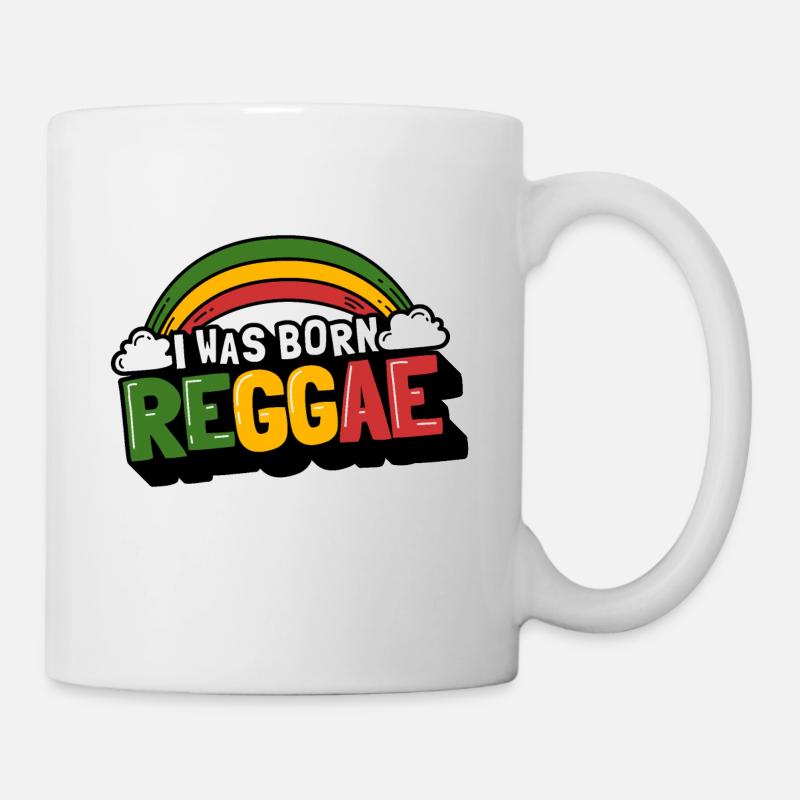 Niedlicher Reggae Regenbogen, I Was Born Reggae - Tasse - Weiß