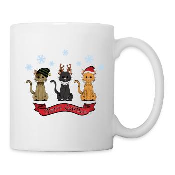 Frohe Katze Weihnachten! - Tasse - Weiß - Rechts