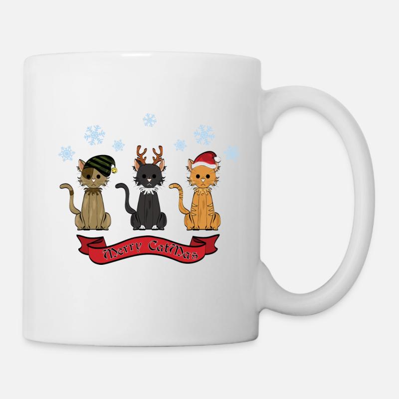 Frohe Katze Weihnachten! - Tasse - Weiß