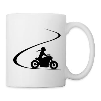 Biker in curve chopper motorcyclist cruiser - Mug - white - Right