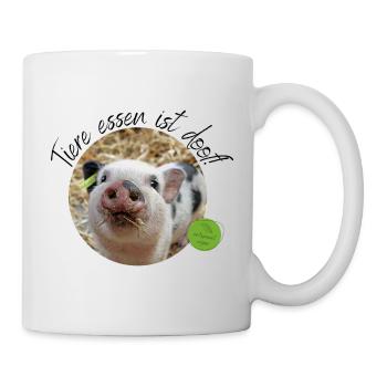 Schwein: Tiere essen ist doof. - Tasse - Weiß - Rechts