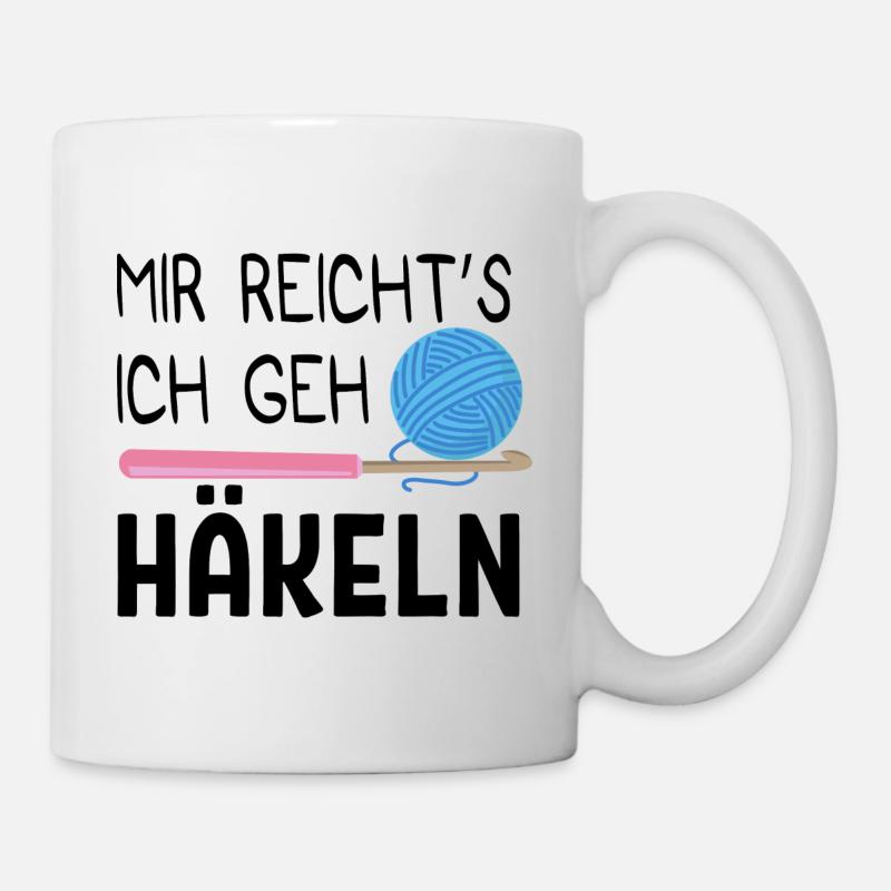 Häkeln Hobby Handarbeit Wolle Geschenk - Tasse - Weiß