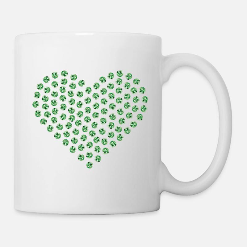 Diamond heart green large - Mug - white