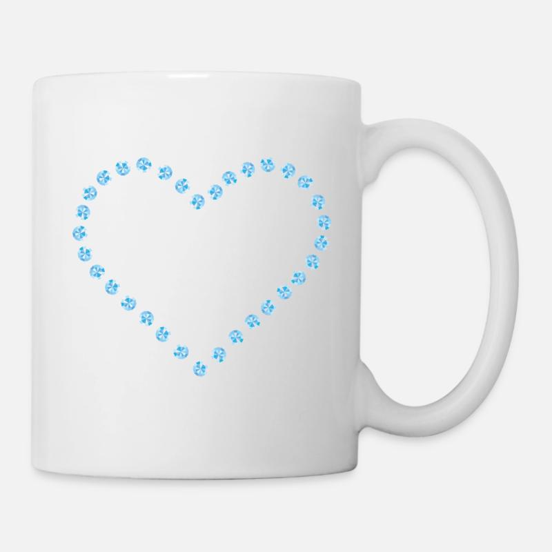 Diamant coeur bleu contour - Mug blanc - blanc