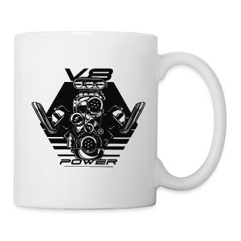 V8 Power Motor Mechaniker Muscle Car Auto - Tasse - Weiß - Rechts
