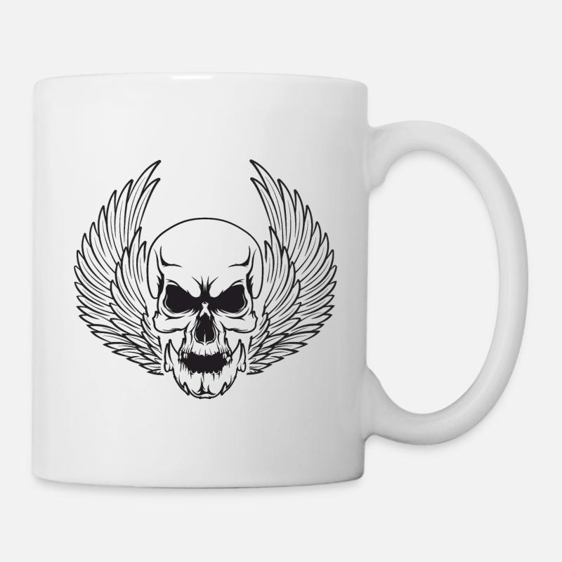 Totenkopf Totenschädel Dämon Flügel - Tasse - Weiß