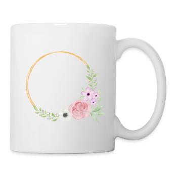 Une couronne de fleurs. Aquarelle. Super personnalisable. - Mug blanc - blanc - Droite