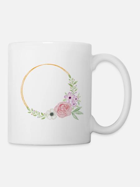 Flower wreath. watercolour. Super customizable. - Mug - white