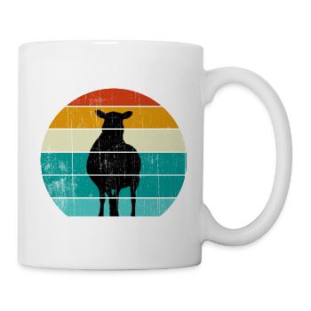 Schaf Retro Sonnenuntergang Lamm Schäfchen - Tasse - Weiß - Rechts