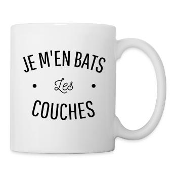 JE M'EN BATS LES COUCHES cadeau humour - Mug blanc - blanc - Droite