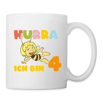 Biene Maja Hurra Ich bin 4! 4. Geburtstag - Tasse - Weiß - Rechts