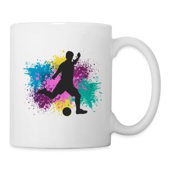 Fußball Grungy Farbspritzer - Tasse - Weiß - Rechts