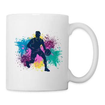 Basketball Grungy Farbspritzer - Tasse - Weiß - Rechts