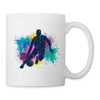 Basketball Spieler Grungy Farbspritzer - Tasse - Weiß - Rechts