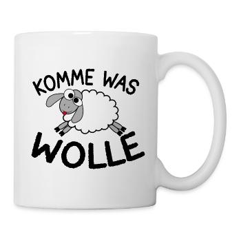 KOMME WAS WOLLE SCHAF SCHÄFER STRICKEN - Tasse - Weiß - Rechts
