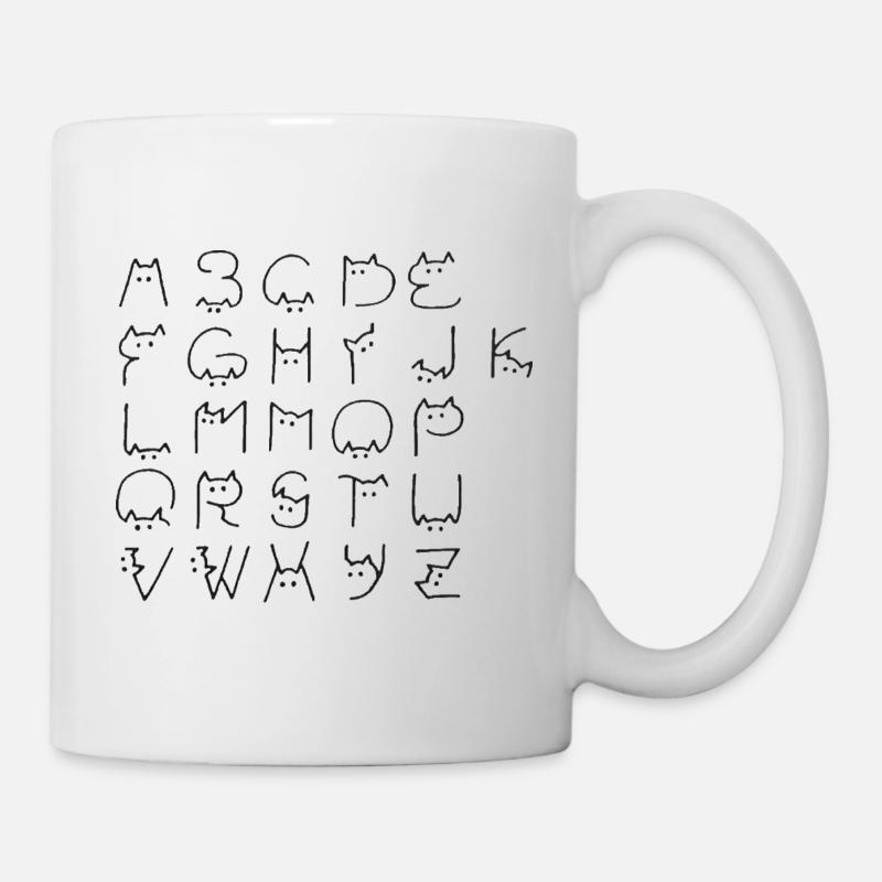 Katzen Alphabet - Buchstaben in Katzenform - Tasse - Weiß
