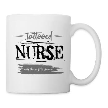 Tätowiertere Krankenschwester. Krankenhaus, lustig - Tasse - Weiß - Rechts