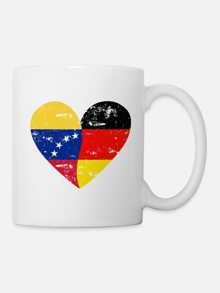 Flaggenherz Venezuela Deutschland - Tasse - Weiß