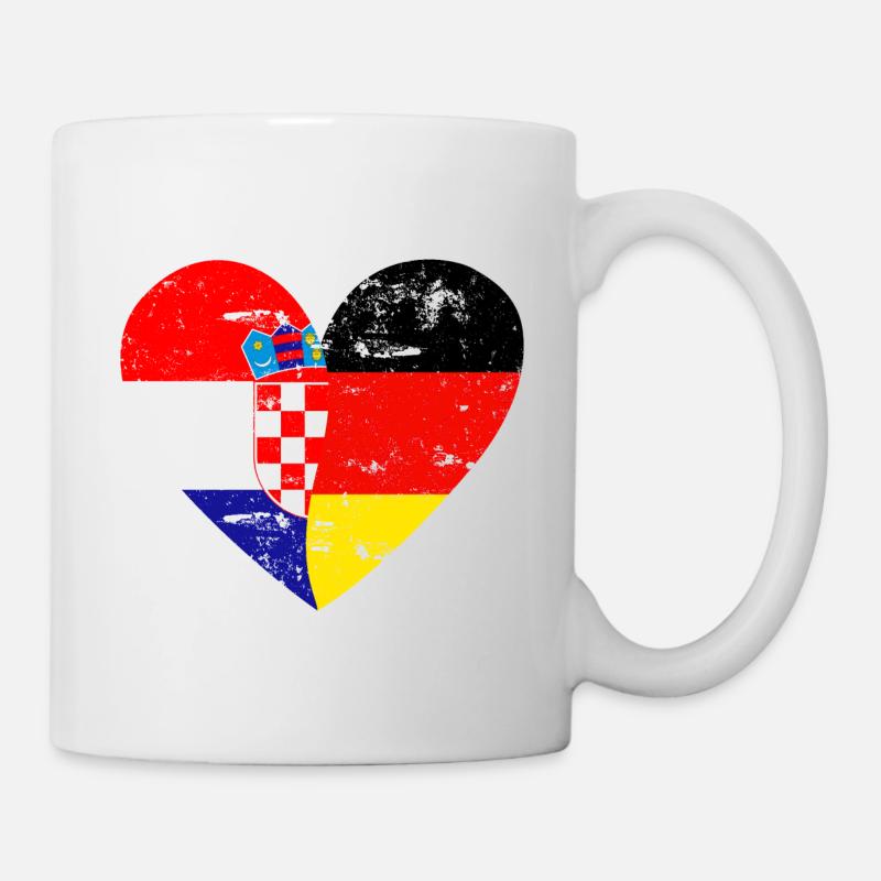 Drapeau coeur Croatie Allemagne Drapeau - Mug blanc - blanc