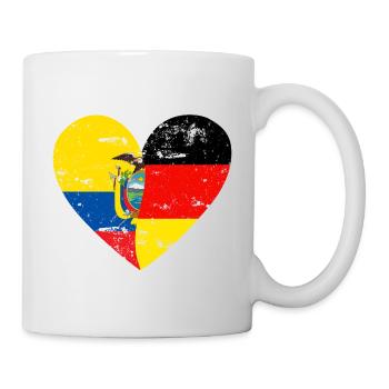 Flaggenherz Ecuador Deutschland Flagge - Tasse - Weiß - Rechts