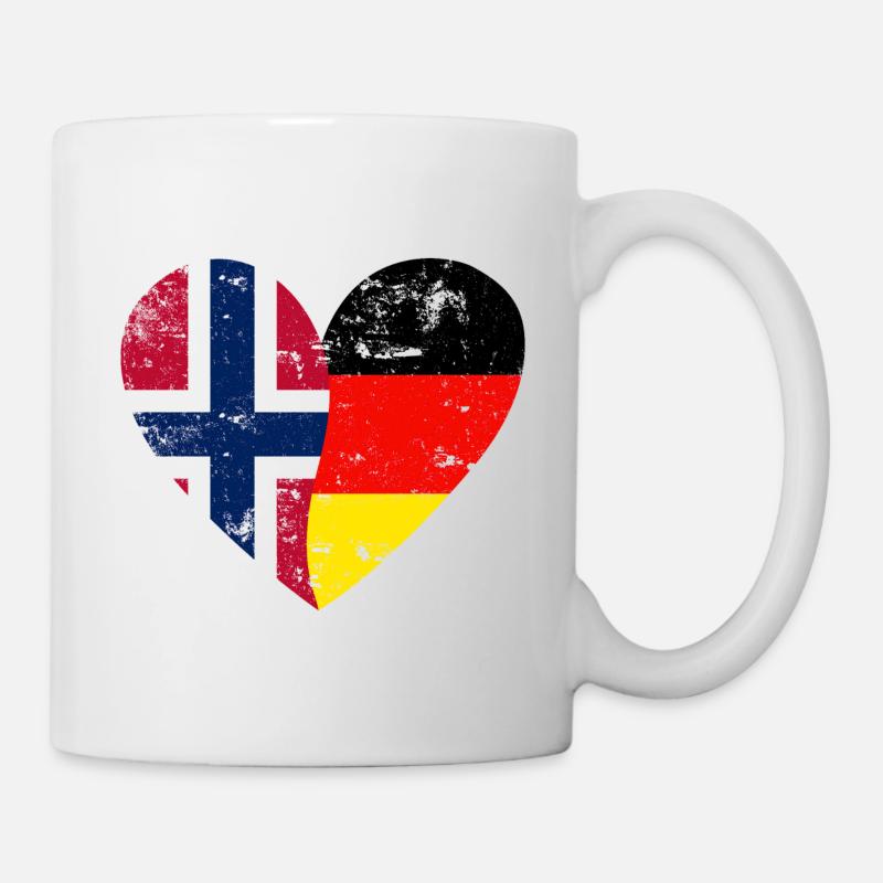 Drapeau Cœur Norvège Allemagne Drapeau - Mug blanc - blanc