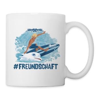 Zoom Der Weiße Delfin Yann Surft Im Meer - Tasse - Weiß - Rechts